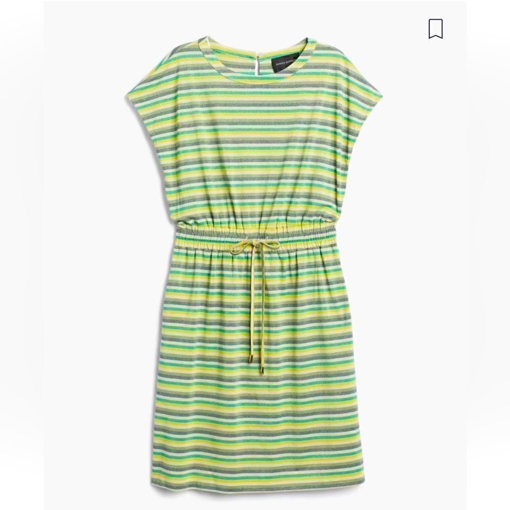 Striped green dress with drawstring waist